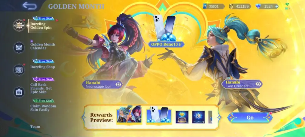 Event Dazzling Golden Spin MLBB Bertabur Hadiah, Intip Skin Eksklusif Golden Month dari Hanabi! Event Dazzling Golden Spin MLBB Bertabur Hadiah, Intip Skin Eksklusif Golden Month dari Hanabi!